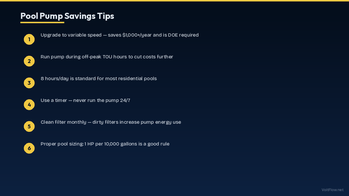 Pool Pump Savings Tips